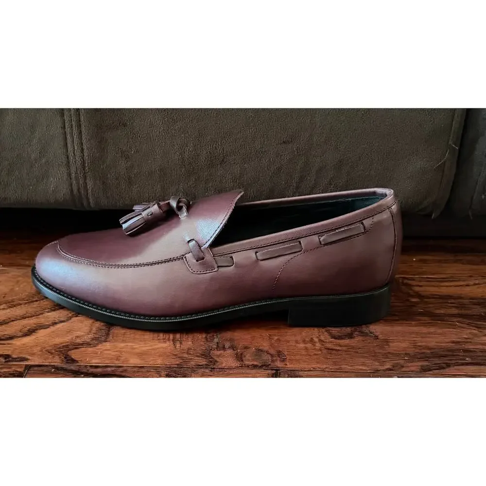 $950 NIB Nettleton Burgundy Leather Almond Toe Tassel Loafers Slip Ons Shoes 8D